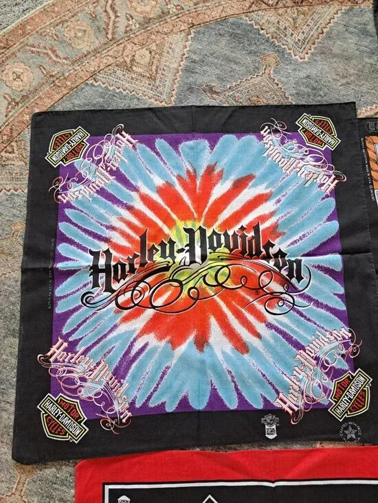 Vintage Harley-Davidson Bandanas Lot 10 American Made Motorcycles Multicolor - Picture 6 of 11